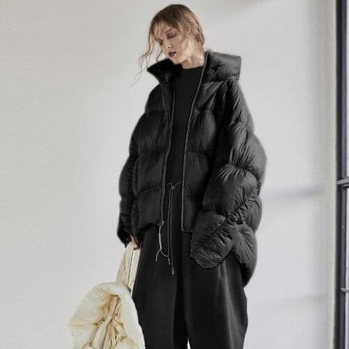 Winter thick warm loose bread style white duck down coat female fashion casual oversied stand collar down coats F332