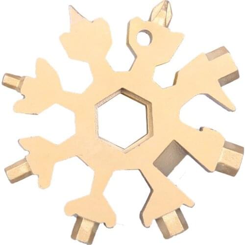 18 In 1 Snowflake Multi Pocket Tool Keyring Snowflake Key Ring Spanner Hex Wrench Multifunction Multipurpose Camp Survive