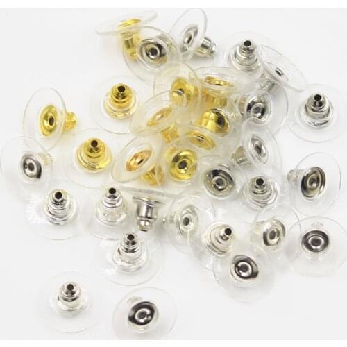200pcs Silicone Rubber Earring Clasp Transparent Ear Nut Plugging Gold Silver Color Earrings DIY Jewelry Findings Accessories