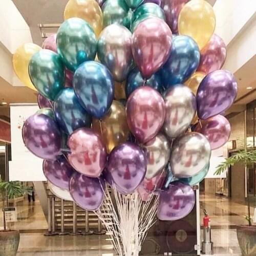 50/100pcs 12inch Metallic Latex Helium Balloons Gold Silver Chrome Ballon Wedding Birthday Party Decorations Air Globos Supplies