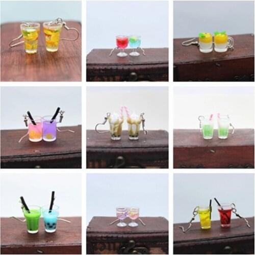 54Style Funny Fruit Cup Resin Earrings Womens Fashion Creative Simulation Drink Mug Personality DIY Ear Jewelry Birthday Gifts