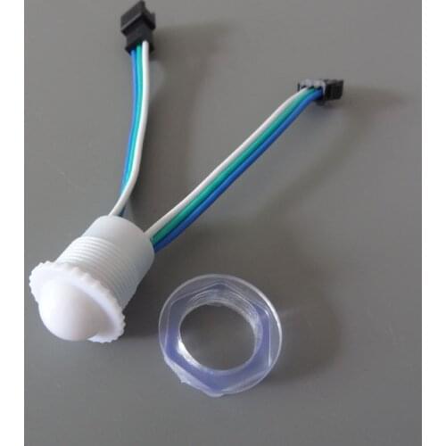 Addressable 16mm diameter;DC5V;UCS1903/WS2811 RGB full color led smart module;0.24W(one 5050 SMD LED);IP68;milky cover