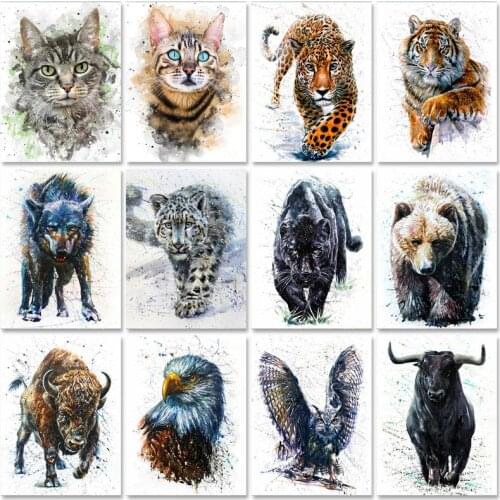 PhotoCustom Acrylic Paint By Numbers Leopard Oil Painting By Numbers On Canvas Animals 40x50cm Frameless DIY Watercolor Decor