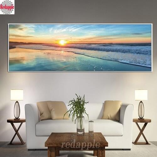 Sunset Seascape diamond Paintings large cross stitch diamond embroidery sea picture of rhinestone diamond mosaic 5d icon decor