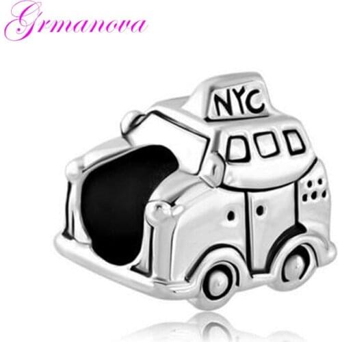 Zinc Alloy New York Taxi Charm Beads Manual DIY Jewelry Amulet Fit Pandora Bracelet Necklace