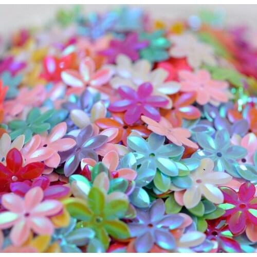 20g Sequin Lentejuela 15mm Six Petal Flowers Sequins Paillettes Sewing Embellishment Findings for Women Kids Diy Accessories