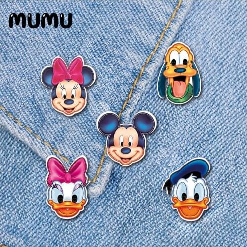 2021 New Mickey Minnie Mouse Lapel Pin Cute Duck Acrylic Brooches Handmade Epoxy Jewelry Shirt Bag Badge