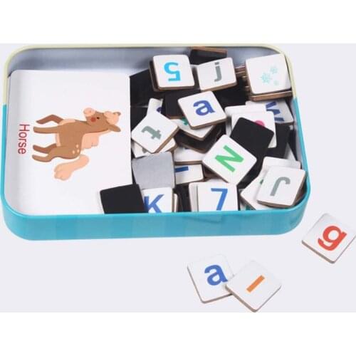 Wooden Magnetic Letters Numbers Toys Fridge Magnets Alphabet Word Cards Spelling