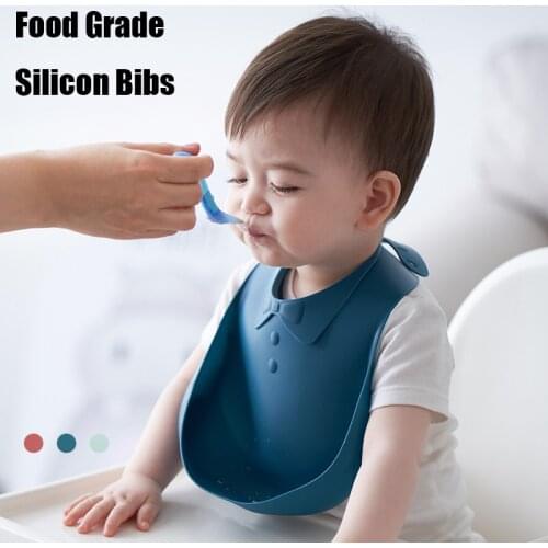 Baby Food Grade silicon Bibs Waterproof Solid Infant Bandana Bib Newborns Breastplate Bandana For Baby Girl Boys Kids' Accessory
