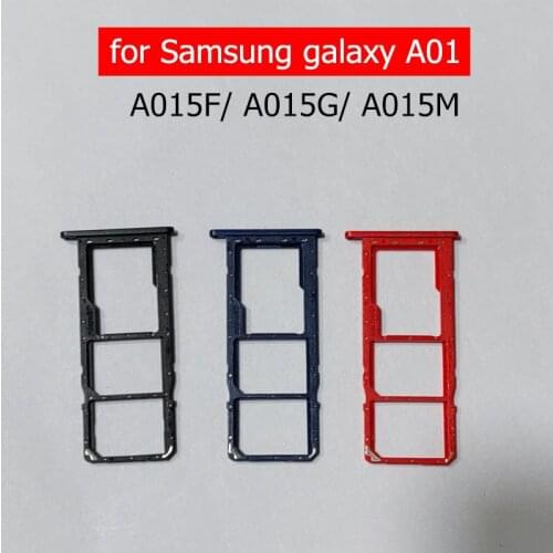 For Samsung Galaxy A01 A015F/ A015G/ A015M Card Tray Holder SIM Micro SD Card Slot Adapter Holder Repair Spare Parts