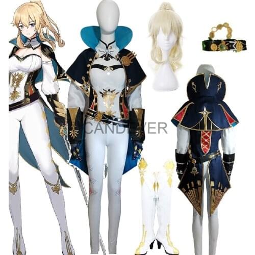 Genshin Impact Cosplay Jean Cosplay Costume Halloween Party Dress Women adult Anime Game Genshin Costume Wig Shoes boots Props
