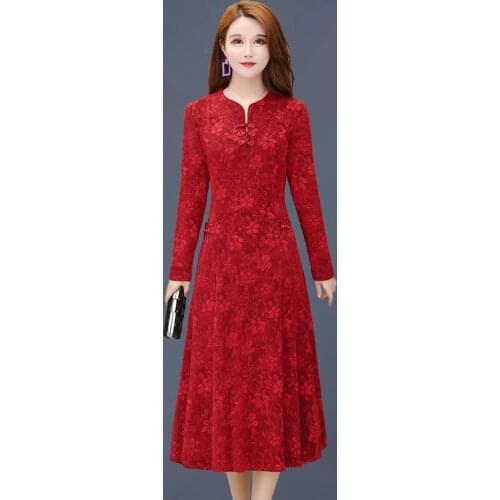 Elegan Casual Plus Size 5xl 4xl Jacquard Flower Dress Spring Women A-line Long Sleeve Dresses Club Party Vestidos
