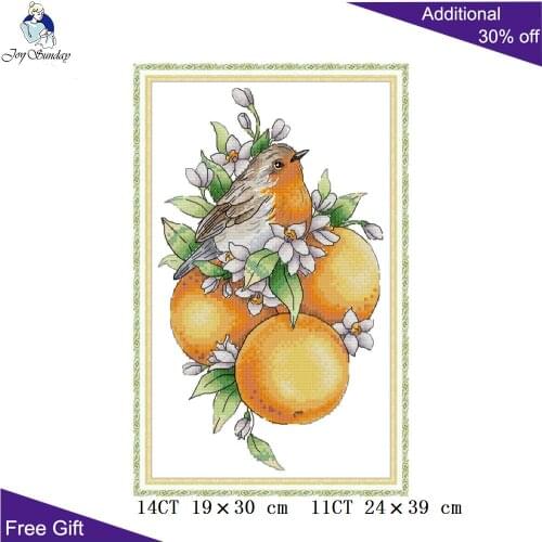 Joy Sunday Lemon Bird DA553 Counted and Stamped Home Decor Animal Needlepoint Needlework Embroidery DIY Cross Stitch kits