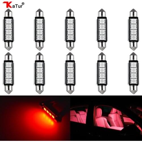 Katur 10Pcs Canbus C5W LED 5050 SMD Festoon 41mm 42mm Dome Reading Light Bulb Car Interior lighting 12V Red Festoon Led Bulbs