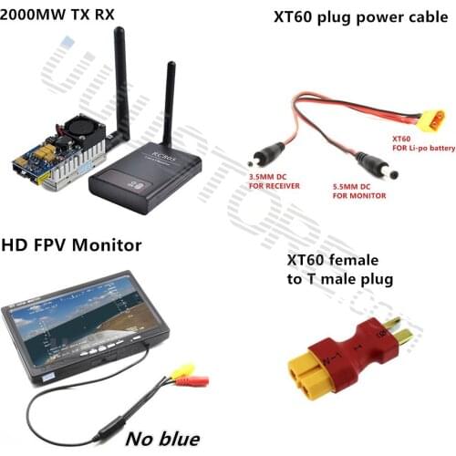 15KM FPV Combo System 5.8Ghz 2000mw Transmitter No blue screen Monitor for xiao yi gopro sj4000 fpv CX20 Quadcopter walkera