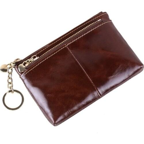 Genuine Leather Coin Purse Oil Wax Leather Purses Card Holder Zipper Coin Pocket Key Holder Money Bags Wallets Mini Change Purse