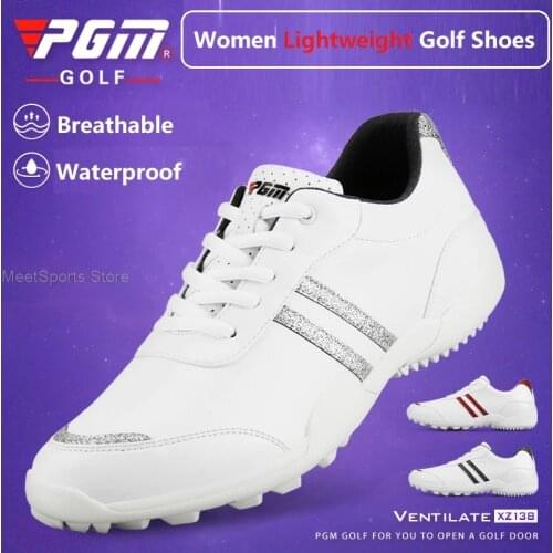Pgm Women Golf Shoes Anti-Slip Spikes Sneakers Ladies Super Fiber Waterproof Shoes Sports Leisure Trainers Soft Gym Golf Sneaker