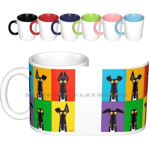 Greyhound Semaphore Mug Ceramic Mugs Coffee Cups Milk Tea Mug Greyhound Ears Whippet Lurcher Hound Pop Dog Cartoon Rich