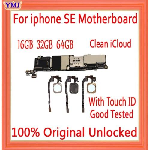 With Full unlocked for iphone 5SE Motherboard with/without Touch ID for iphone SE Logic boards with Full Chips,100% Original