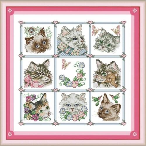 DIY animal pattern cute cat cross stitch kits 11CT 14CT crafts embroidery set printed canvas cotton thread needlework hoom decor