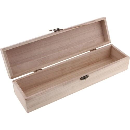 Unfinished Wooden Wine Box, Hinged with Clasp, One Size, Natural Wood Box for Painting, DIY Craft