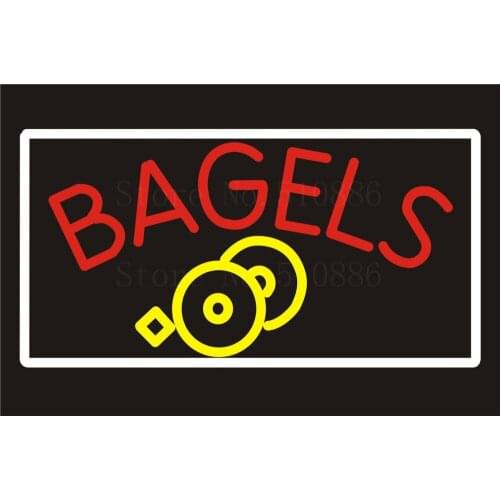 NEON SIGN For Bagels Bar cakes Food Wine Real GLASS Tube Beer PUB Restaurant Signboard store display Shop Light Signs 17*14"