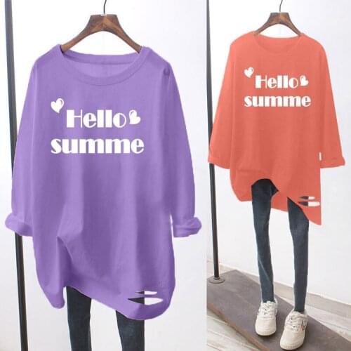 2021 Spring New Korean Style Loose Casual Fashion All-match Long-sleeved Round Neck Mid-length Blouse Women T-shirt