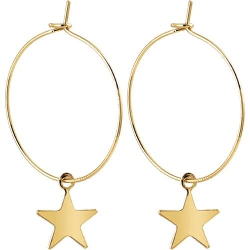 New Fashion Earrings Creative Star Earrings Circle Pattern Female Personality Simple Pentagram Earring Jewelry Wholesale