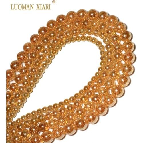 Wholesale Natural Stone Beads Plated Champagne color Snow Cracked Crystal For Jewelry Making DIY Bracelet Necklace 6/8/10/12mm