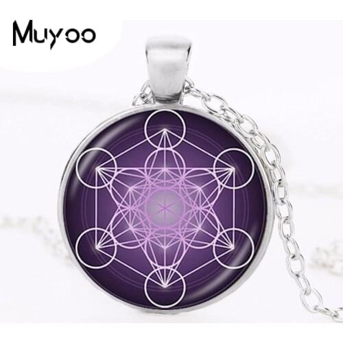 Metatron Cube Pendant Necklace Sacred Geometry Flower of Life Jewelry Chakra Spiritual Necklace Women Magic Hexagram Choker HZ1