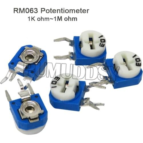 20PCS RM063 Trimmer Potentiometer Adjustable Resistor 500R 1K 5K 10K 20K 50K 100K 200K 500K 1M rm063 Variable Resistors PUMUDDSY