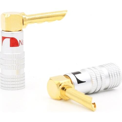 12pcs Gold Plated L-Type 90 Degree BFA Banana Connectors Plug Screw Lock Cable Wire