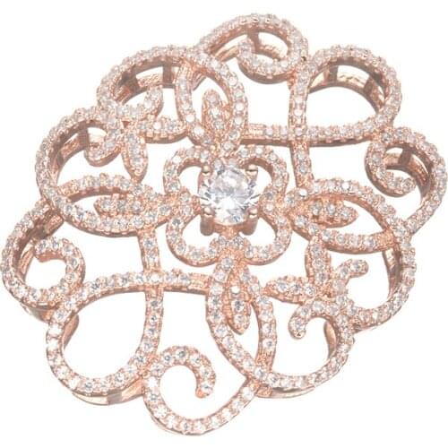 Supplies For Jewelry 44*34mm Micro Pave Hollow Flower Charms For Necklaces & Bracelets Diy Shining Zircon Connectors Bijoux