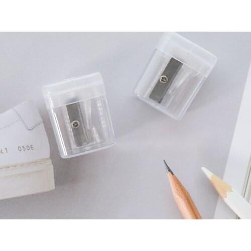 Simple Transparent Pencil Sharpener Manual Pencil Cutting Rotary Sharpener School Office Stationery Supplies