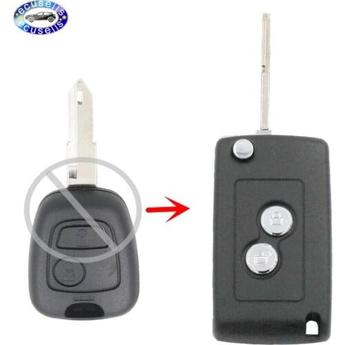 High Quality Keyless Entry Modified 2 Buttons Folding Key Blade NE73 Remote Case Cover Housing Fob For Peugeot 206 306