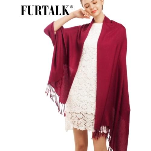 FURTALK Silky Women Scarf Autumn Winter Hijab Scarf Cashmere Head Scarf Pashmina Shawls and Wraps for Wedding foulard femme