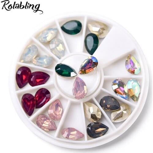 Nail Art Rhinestones 6 colors Water Drop Shaped Crystal 1 Wheel Rhinestones Nail Art Decoration Shining Nail Art Rhinestones