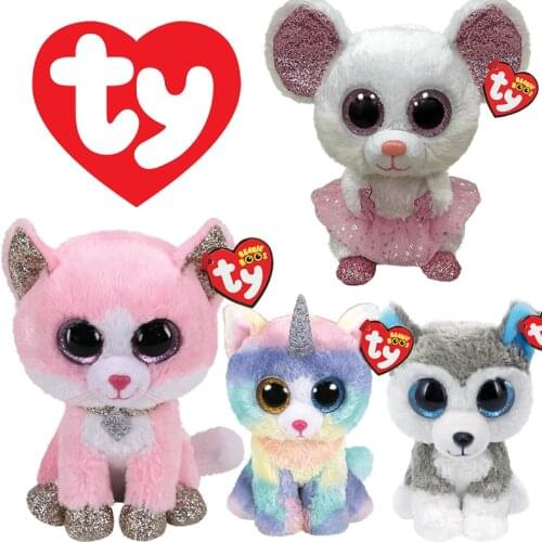 Ty Beanie Boos Big Eyes 15 CM Puppy with Long Eyelashes Dog Series Soft Appease Sleeping Plush Toy Animal Doll Birthday Kid Gift