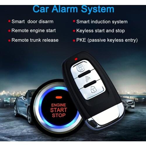 Universal Auto Car Alarm Remote Engine Start Stop Button Open close windows Version Key PKE Passive Keyless Entry System