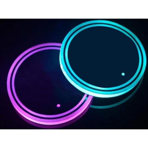 12V Universal LED Car Cup Holder Colorful RGB Light Mat Pad Drink Coaster Interior Decoration Compatible with BMW Jeep Benz VW