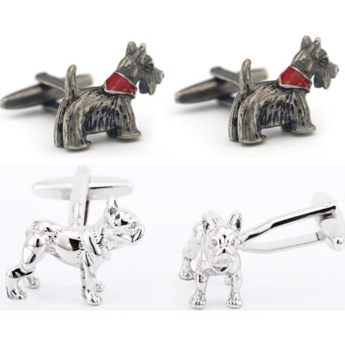 10pairs/lot Novelty Dog Schnauzers Cufflinks Animal Cuff Links Copper Shirt Cuff Button Mens Jewelry Accessory Fashion Gift