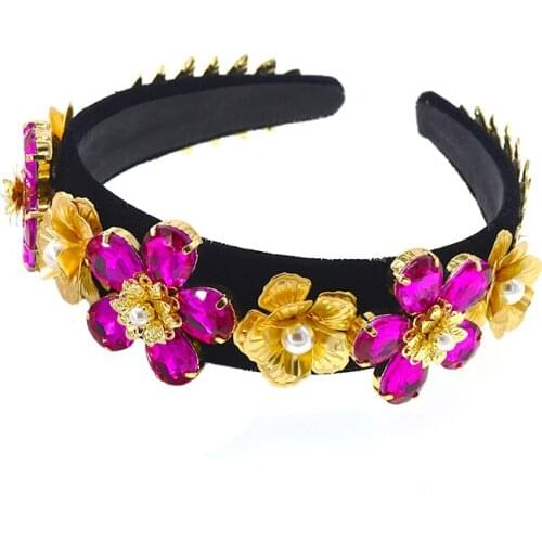 Jewelry Headband Women Jewel Vintage Hair Accessories Fashion Crown Pearl Headbands Metal Flowers Headwear Accessories