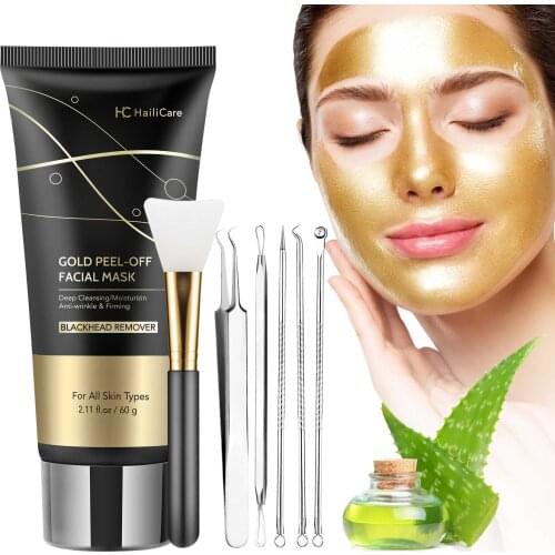 Gold Mask Blackhead Remover Black Mask Face Acne Treatment Peeling Peel-Off Shrink Pores Cleaning Nose Mask Dropshipping Set