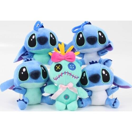 10-13cm 5styles Lilo and Stitch plush doll toy Scrump soft stuffed Stitch white belly or green belly blue keychain or keychain