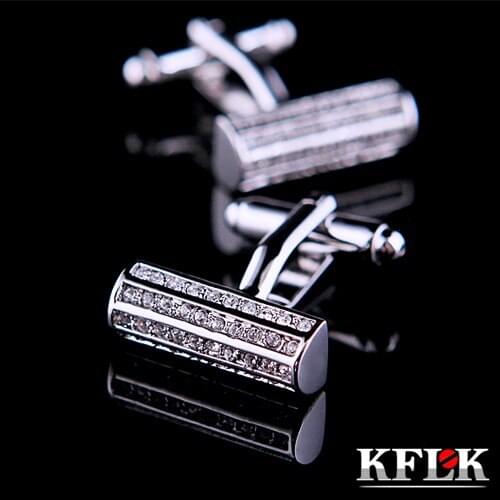 2020 KFLK Luxury shirt cufflinks mens gifts Brand cuff button Crystal cuff links High Quality Long abotoaduras Jewelry