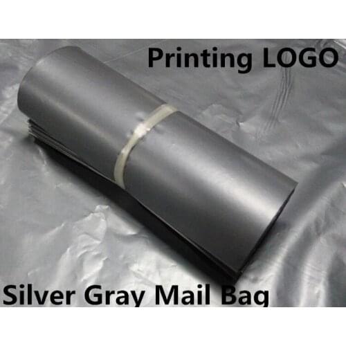 500PCS Silver Gray Color Thickness Express Bag Poly Waterproof Mailing Bag Printing LOGO