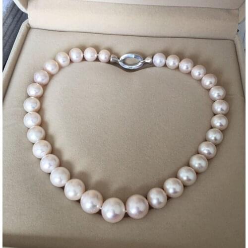Free shipping Wholesale free shipping charm Jew. Gorgeous Natural white 13-14mm kasumi Pearl Necklace