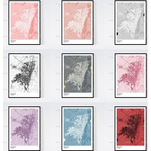 Bogota, Colombia Map Art Print - Many Styles - Scandi / Vintage / Wall Art Canvas Modular Pictures Modern Home Decor Posters