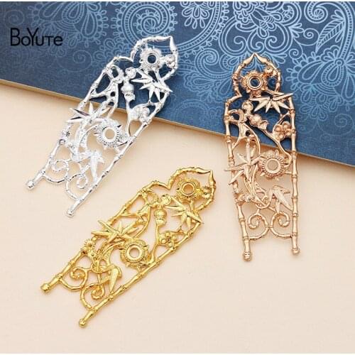 BoYuTe Wholesale 10Pcs Metal Alloy 24*69MM Bamboo Jewelry Materials Diy Hand Made Accessories Parts