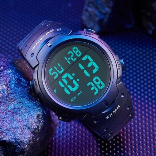 SYNOKE Outdoor Sport Watch Men Big Dial Multifunction Digital Watch For Men 50m Waterproof Watches Alarm Clock reloj hombre 1251